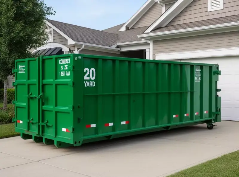 20-yard roll-off dumpster on a home driveway